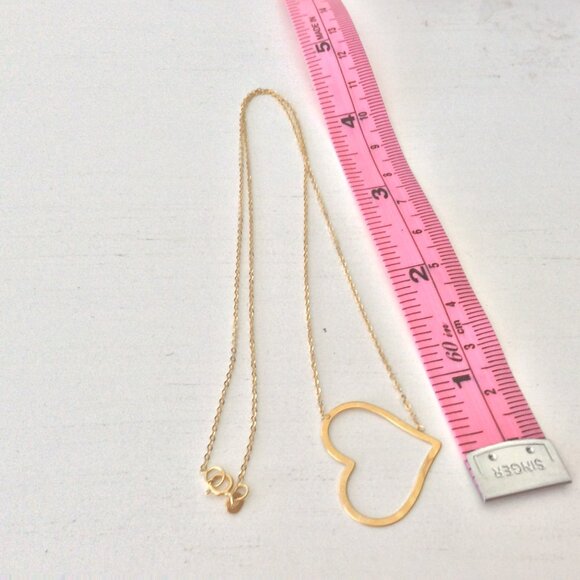 14k solid gold open heart necklace - Picture 7 of 9